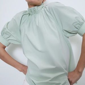 Zara - Poplin Blouse with Faux Pearls